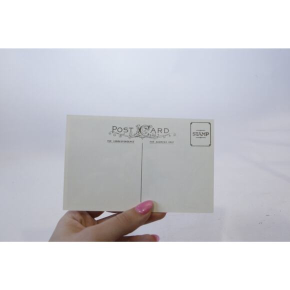 Christmas, Angel Walking Through Winter Village, Rare Postcard, Unused, Color - Picture 2 of 2